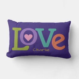 Aangepaste naam voor kleurrijke liefde werpt kusse kussen