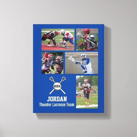 Aangepaste naam voor Lacrosse Photo Collage Team P Canvas Afdruk (Voorkant)