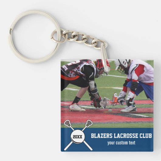 Aangepaste naam voor Lacrosse Photo Collage Team P Sleutelhanger (voorkant)