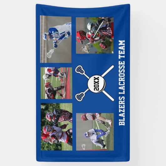 Aangepaste naam voor Lacrosse Photo Collage Team P Spandoek (Verticaal)