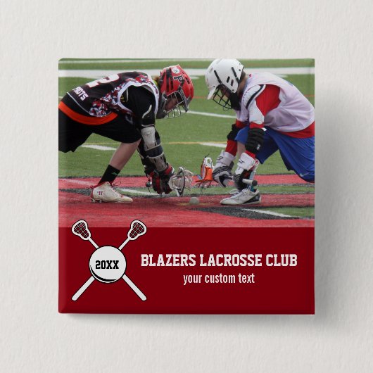 Aangepaste naam voor Lacrosse Photo Collage Team P Vierkante Button 5,1 Cm (Voorkant)