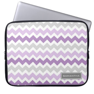 Aangepaste naam voor laptop Paarse Ombre Chevron Laptop Sleeve