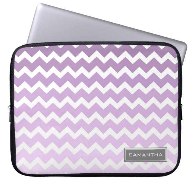 Aangepaste naam voor laptop Paarse Ombre Chevron Laptop Sleeve (Voorkant)