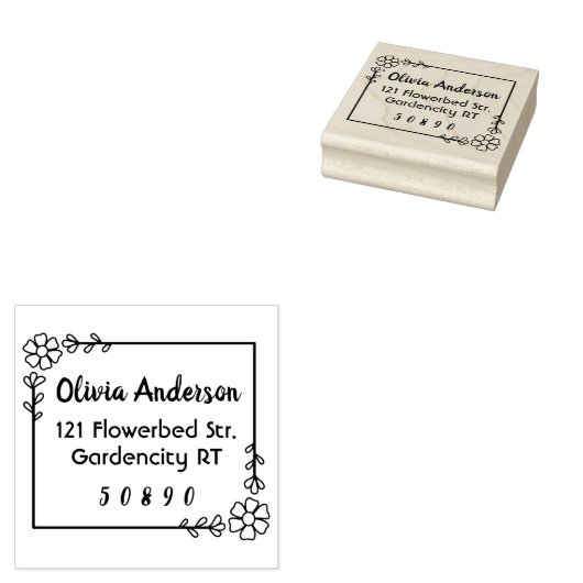 Aangepaste naam voor lijst met handgemaakte bloem rubberstempel (Gestempeld)