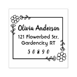 Aangepaste naam voor lijst met handgemaakte bloem rubberstempel