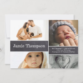 Aangepaste naam voor meerdere baby-foto-inkollage aankondiging