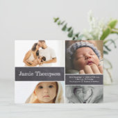 Aangepaste naam voor meerdere baby-foto-inkollage aankondiging (Staand voorkant)
