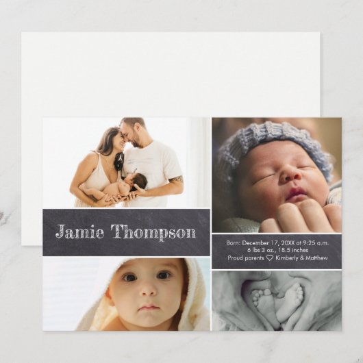 Aangepaste naam voor meerdere baby-foto-inkollage aankondiging (Voorkant / Achterkant)