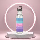 Aangepaste naam voor modern meisjeskleurenblok waterfles<br><div class="desc">Dit kleurrijke en moderne ontwerp heeft een kleurenblokpatroon in turquoise,  roze en paarse kleuren met uw persoonlijke naam #waterbottles #drinkware #personalizedgifts</div>