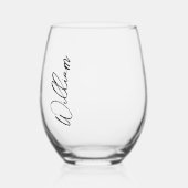 Aangepaste naam voor modern script wijnglas zonder voet (Voorkant)