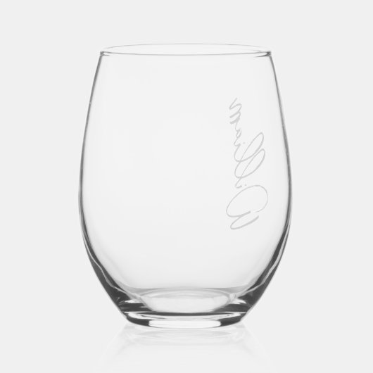 Aangepaste naam voor modern script wijnglas zonder voet (Achterkant)