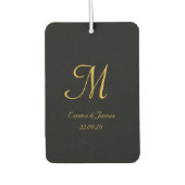 Aangepaste naam voor modern zwart- en goudmonogram luchtverfrisser (Voorkant)