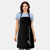 Aangepaste naam voor modern zwart-wit script schort (Gedragen)