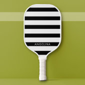 Aangepaste naam voor modern zwart-wit striped patr pickleball paddle