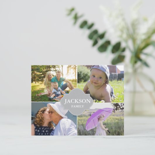 Aangepaste naam voor multi-fotocollage briefkaart (Staand voorkant)