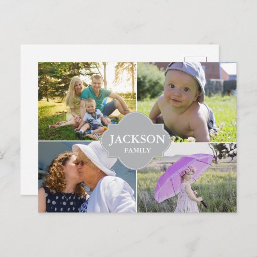 Aangepaste naam voor multi-fotocollage briefkaart (Voorkant / Achterkant)