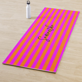 Aangepaste naam voor Oranje Hot-roze stripe patroo Yogamat