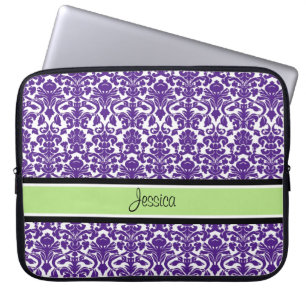 Aangepaste naam voor Paarse Damask-laptop Laptop Sleeve