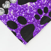 Aangepaste naam voor paarse glitter zwarte hondjes fleece deken (Hoek)
