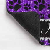 Aangepaste naam voor paarse glitter zwarte hondjes muismat (Hoek)