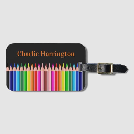 Aangepaste naam voor Pencils kleuren Bagagelabel (Voorkant (horizontaal))