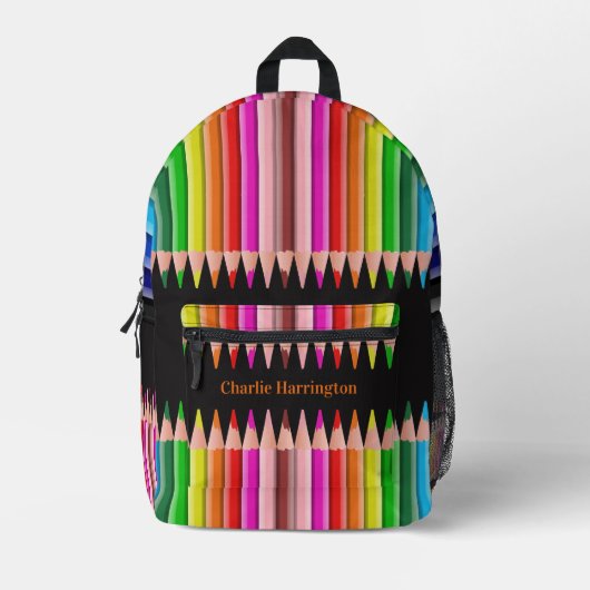 Aangepaste naam voor Pencils kleuren Bedrukte Rugzak (Voorkant)