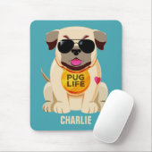 Aangepaste naam voor Pug Life en kleurenmuizepad Muismat (Met muis)