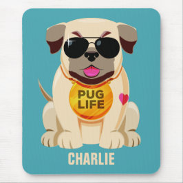 Aangepaste naam voor Pug Life en kleurenmuizepad Muismat