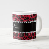 Aangepaste naam voor rode glitter leopard print grote koffiekop (Voorkant rechts)