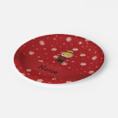 Aangepaste naam voor rode sneeuwvlokken papieren bordje (Gekanteld)