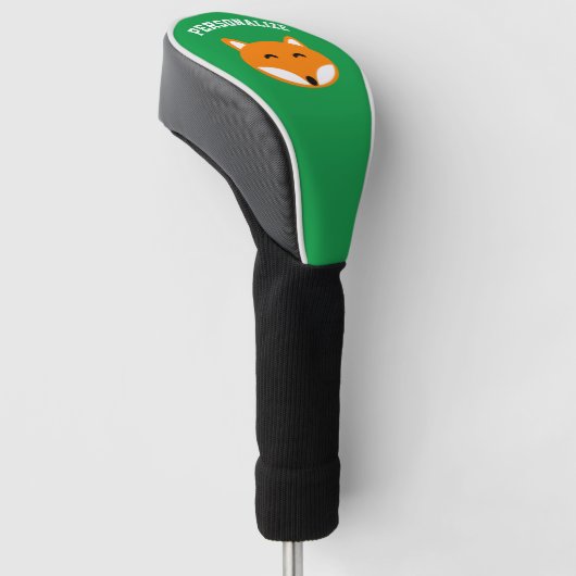 Aangepaste naam voor rode vossen cartoon golfheadcover (Schuin)