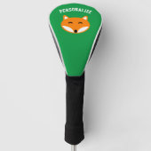 Aangepaste naam voor rode vossen cartoon golfheadcover (Voorkant)