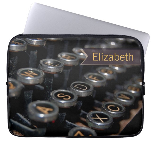 Aangepaste naam voor  schrijfmachine laptop sleeve (Voorkant)