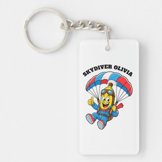 Aangepaste naam voor skydiver Funny Banana Skydivi Sleutelhanger (Voorkant)