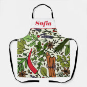 Aangepaste naam voor spices-patroon schort (Voorkant)
