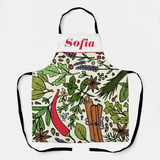 Aangepaste naam voor spices-patroon schort (Voorkant)