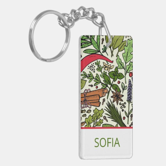 Aangepaste naam voor spices-patroon sleutelhanger (Voorkant Links)