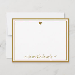 Aangepaste naam voor Trendy Girly Chic Gold Heart Notitiekaartje