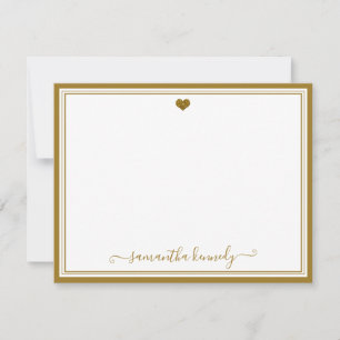 Aangepaste naam voor Trendy Girly Chic Gold Heart Notitiekaartje