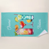 Aangepaste naam voor tropische cocktails strandlaken (Voorkant)