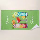 Aangepaste naam voor tropische cocktails strandlaken (Voorkant)