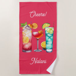 Aangepaste naam voor tropische cocktails strandlaken