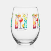 Aangepaste naam voor tropische cocktails wijnglas zonder voet (Achterkant)