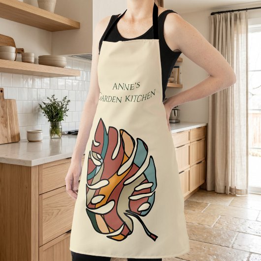 Aangepaste naam voor tuin keuken Monstera Boho Cad Schort