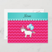 Aangepaste naam voor unicorn hotroze chevrons briefkaart (Voorkant / Achterkant)
