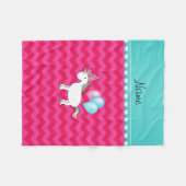 Aangepaste naam voor unicorn hotroze chevrons fleece deken (Voorkant (Horizontaal))