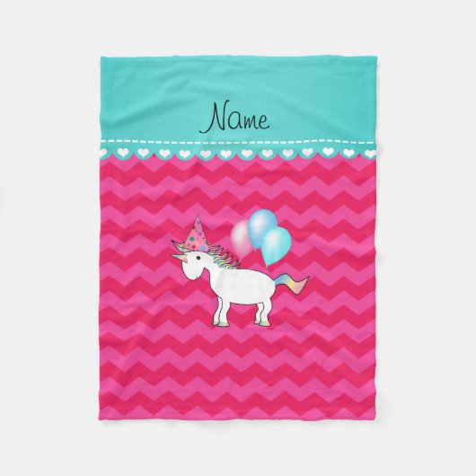 Aangepaste naam voor unicorn hotroze chevrons fleece deken (Voorkant)