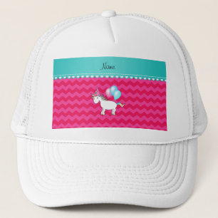 Aangepaste naam voor unicorn hotroze chevrons trucker pet
