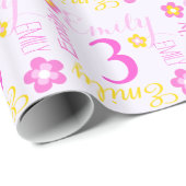 Aangepaste naam voor ventilator, derde verjaardag cadeaupapier (Rol Hoek)