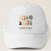 Aangepaste naam voor vrijgezellenfeest Disco Bruid Trucker Pet (Voorkant)
